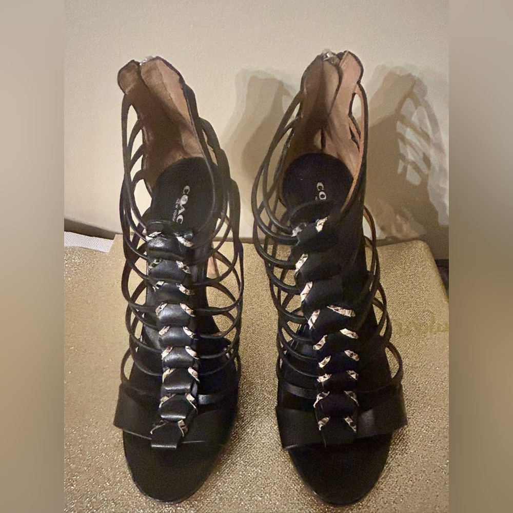 Coach Josef Snake Print Braided Gladiator Heels - Picture 4 of 14